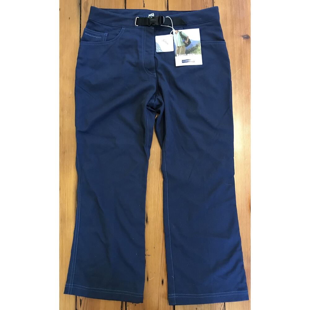 NWT ExOfficio Navy Nycott Oxford DuPont Teflon Roughette Capri Outdoor Pants 4